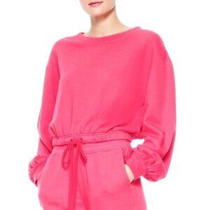 Alice Olivia Womens Pink Bernetta Drawstring Waist Cropped Cozy Sweatshirt Sz M